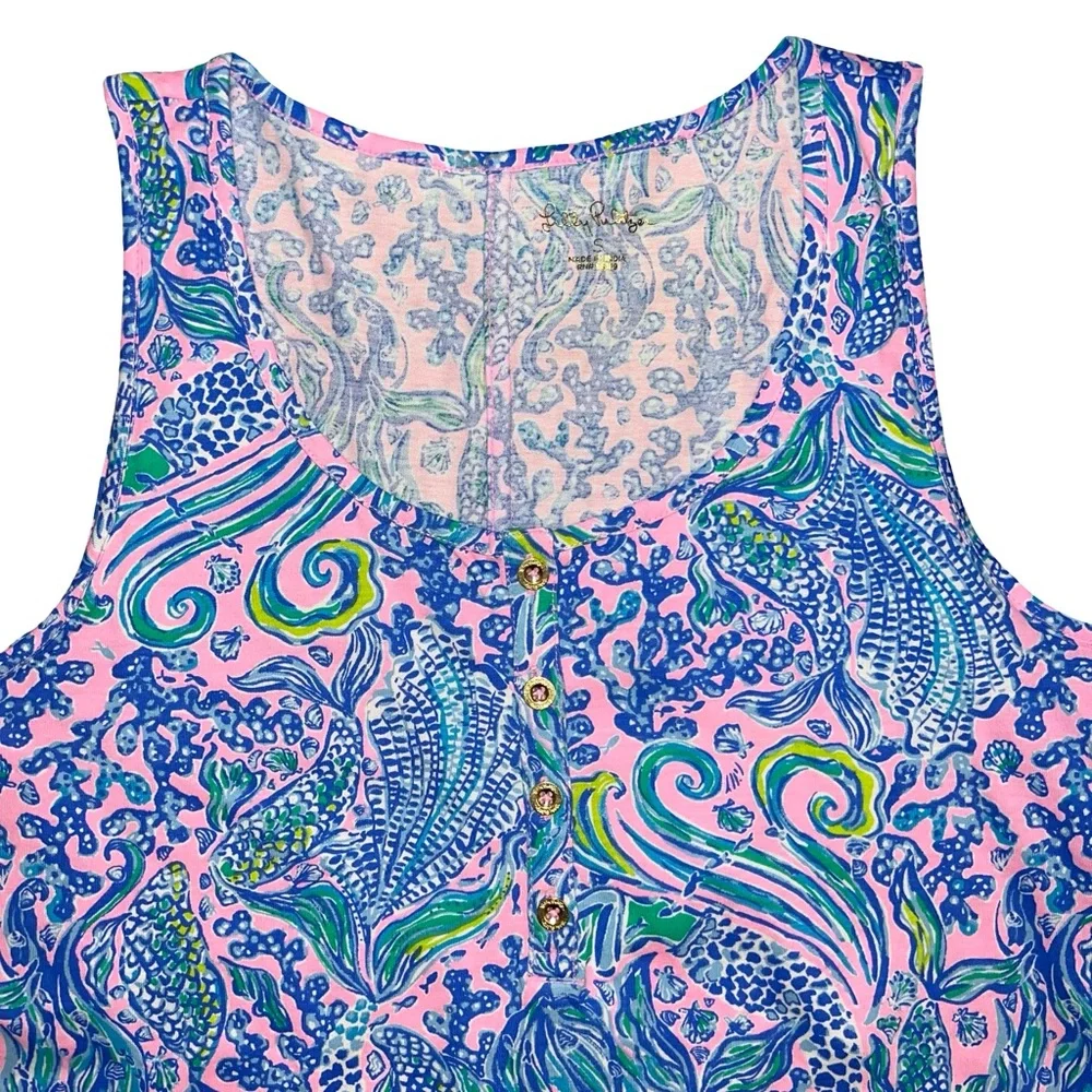 Lilly Pulitzer We Mermaid It Lela Henley Tank Dress Lilac Rose Small